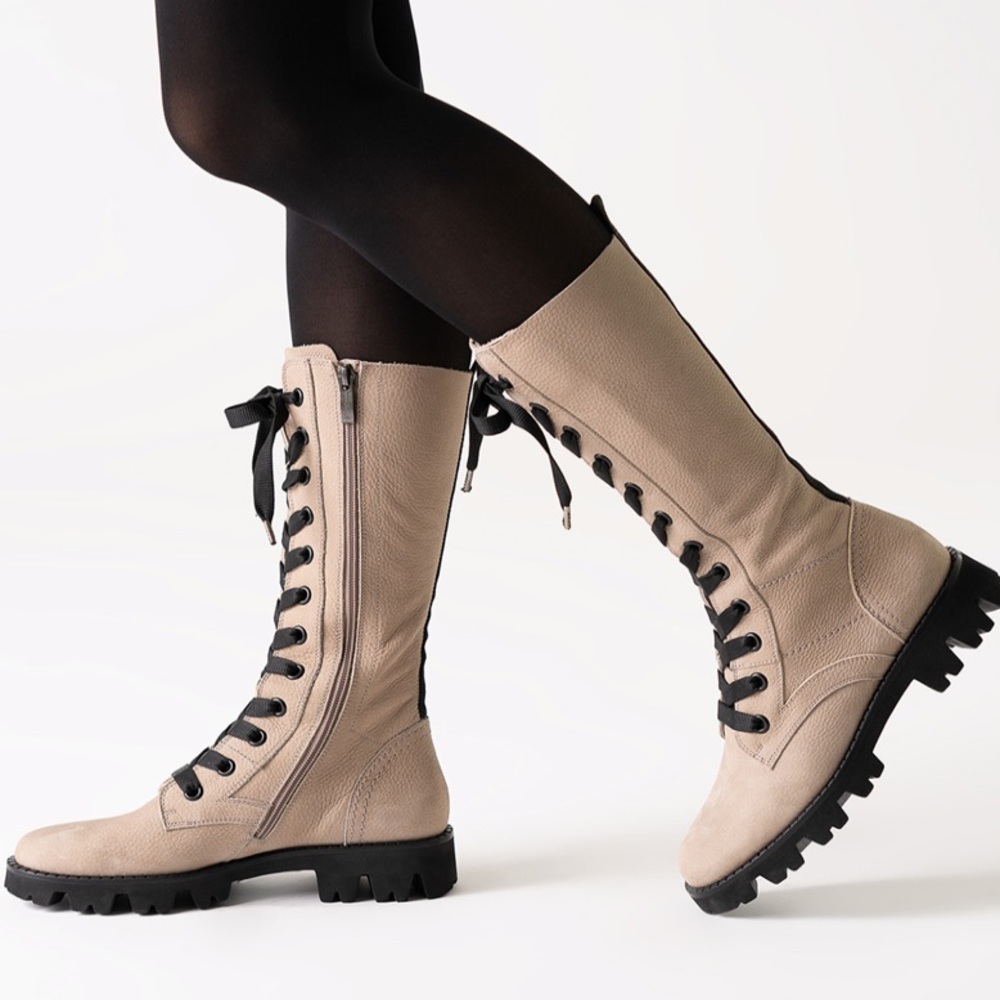 Leather boots.  Color beige, never used.  US Sz 7.5 (UK 5)